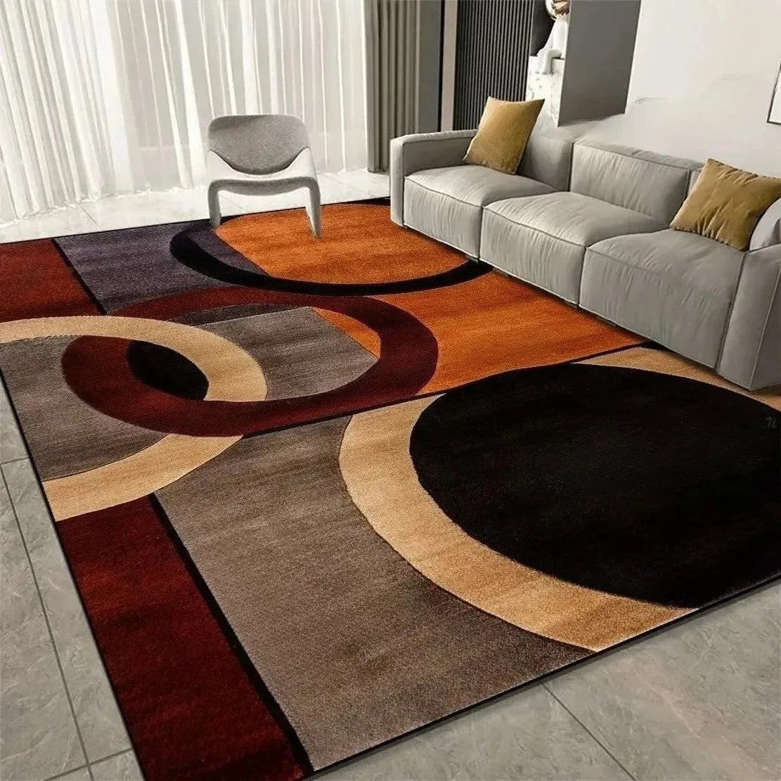 Tapis antidérapant motif géométrique cercles, vue d'ensemble