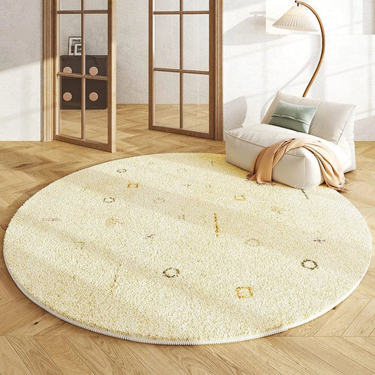 Cream Style Bedroom Decor Round Carpet Fluffy Soft Carpets for Living Room Minimalist Bedside Thickened Rug Home Plush Floor Mat