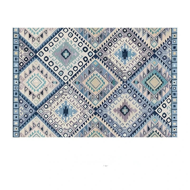 Tapis bleu bohème