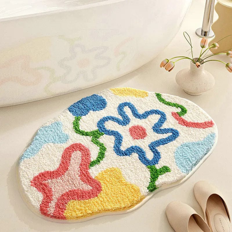 Tapis de bain fleuri