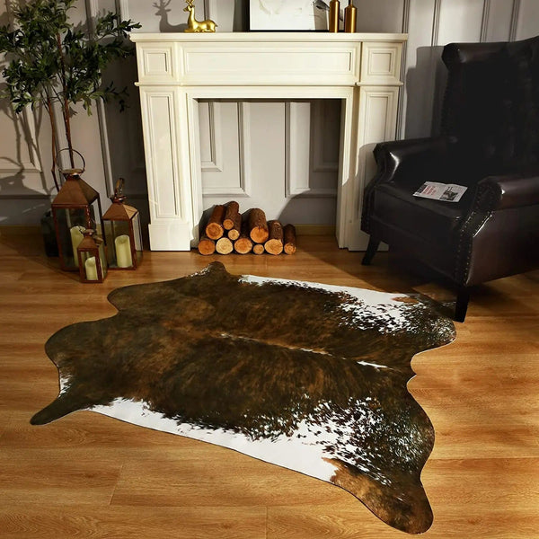 Grand Tapis Imprimé Peau De Vache 10x8 Pieds, Rouge/marron, Antidérapant, Neuf