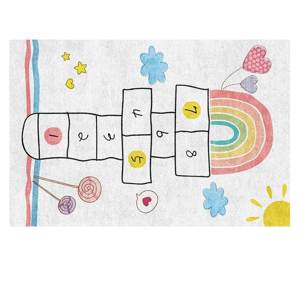 SHAIRMB Tapis Marelle Classique Arc-en-Ciel - Jeu Éducatif Enfants 1 à 10, Antidérapant Salle De Classe Crèche Salon