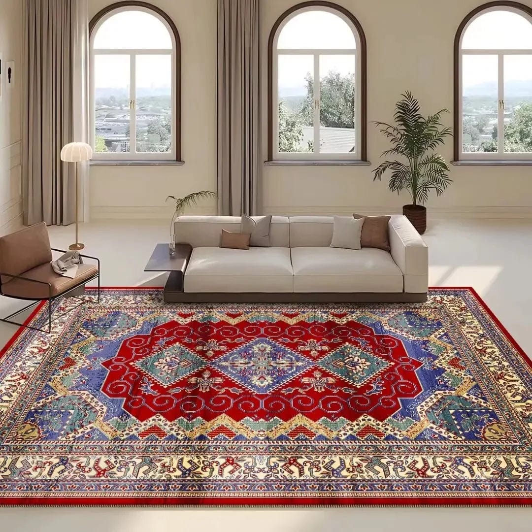 Tapis oriental rouge et bleu