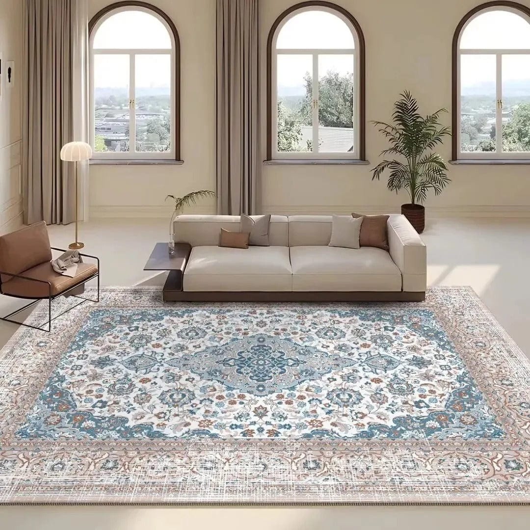 Tapis persan bleu et taupe