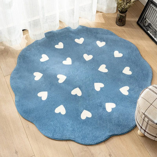 Tapis rond bleu océan