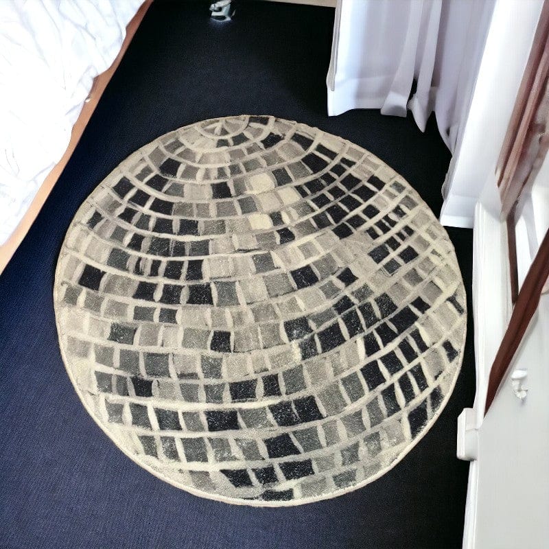 Tapis rond disco monochrome