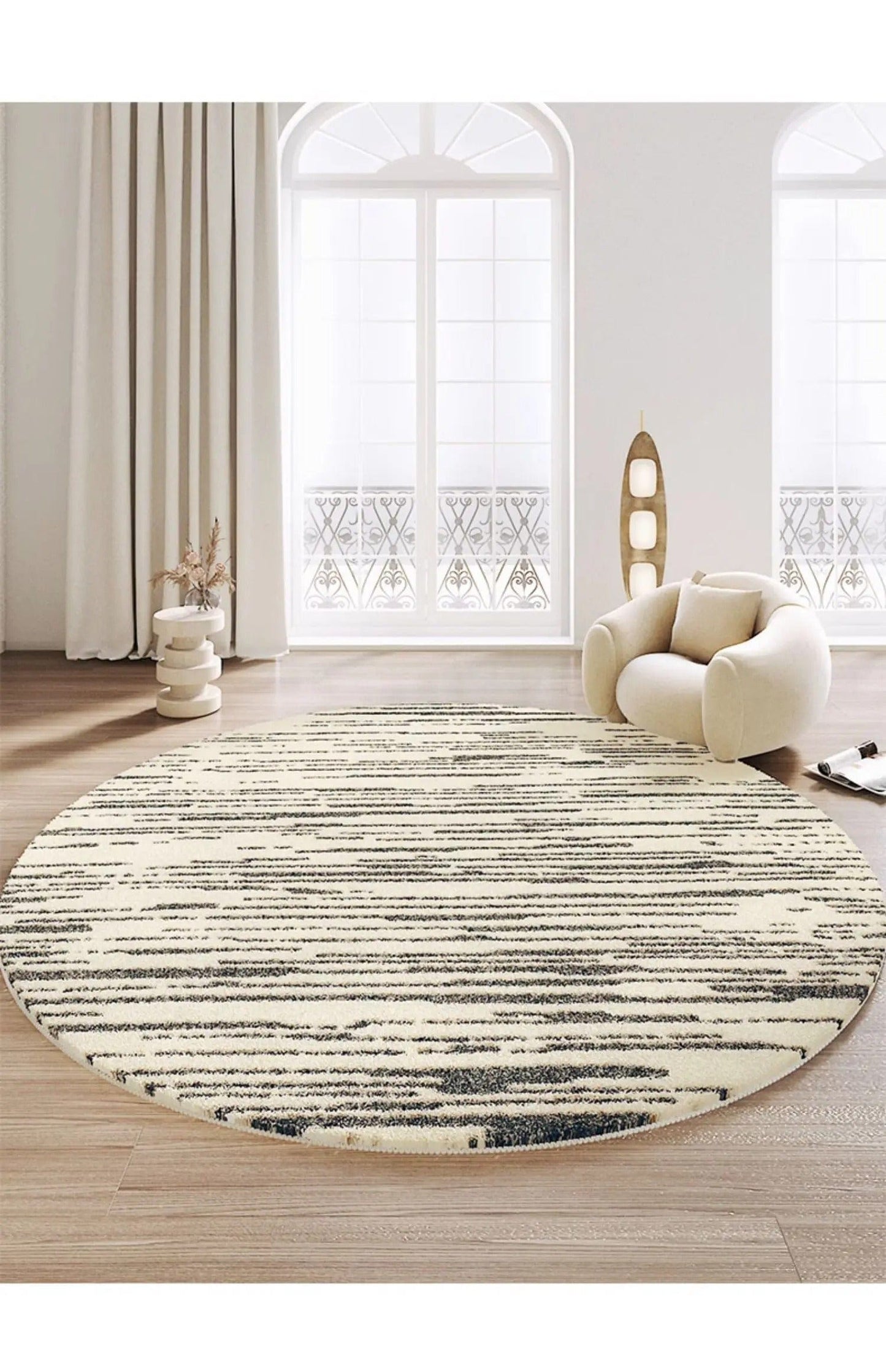 Tapis rond lignes raffinées