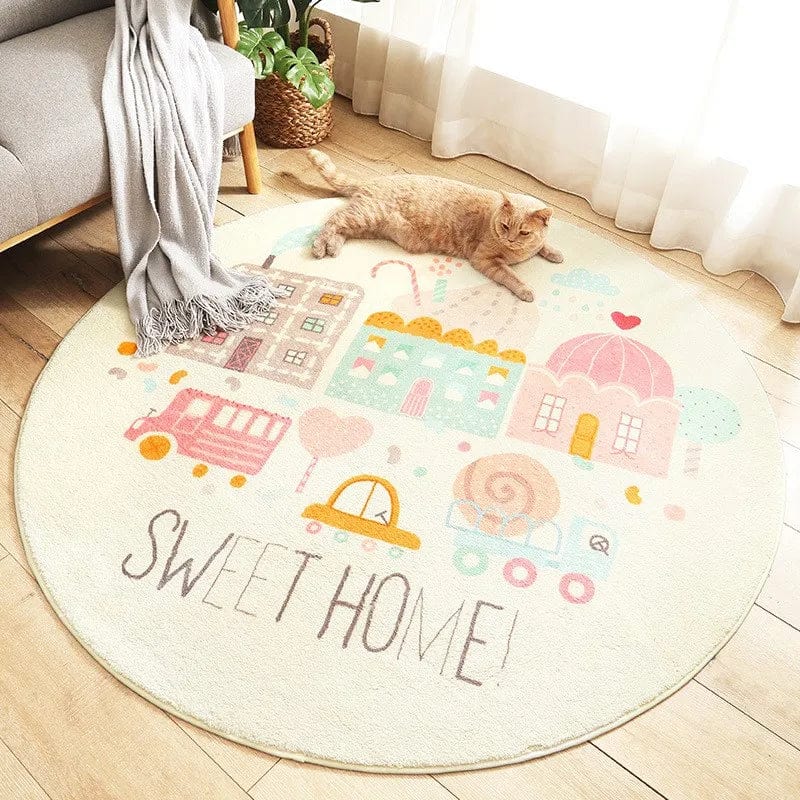 Tapis rond village gourmand