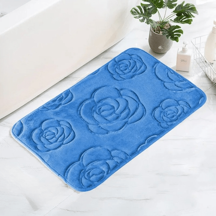 Tapis salle de bain bleu roi