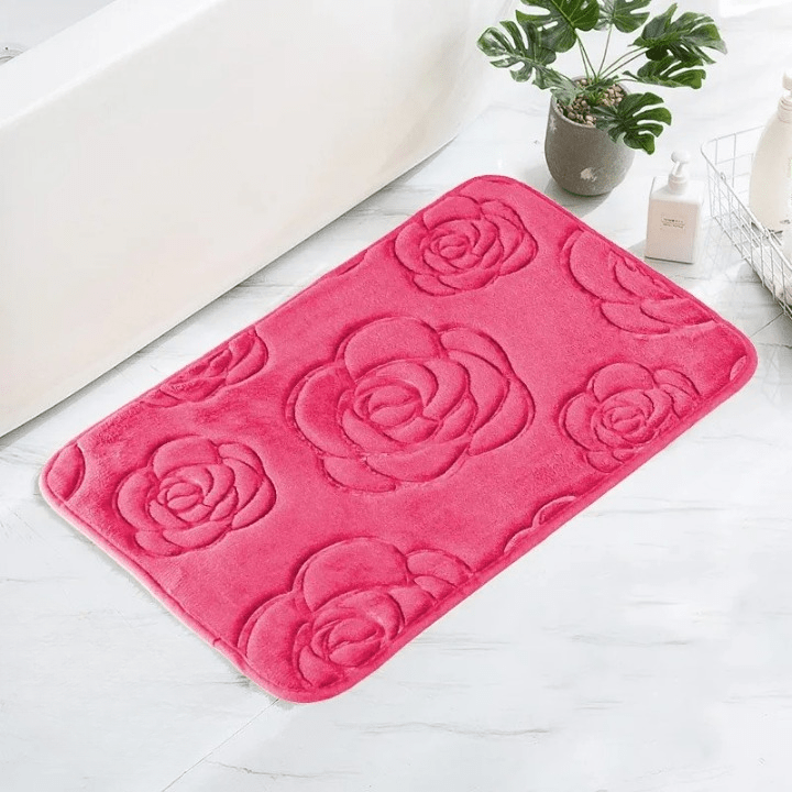 Tapis salle de bain rose