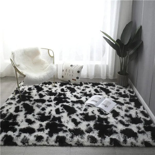 Tapis shaggy noir et blanc