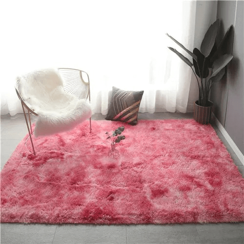 Tapis shaggy rose foncé