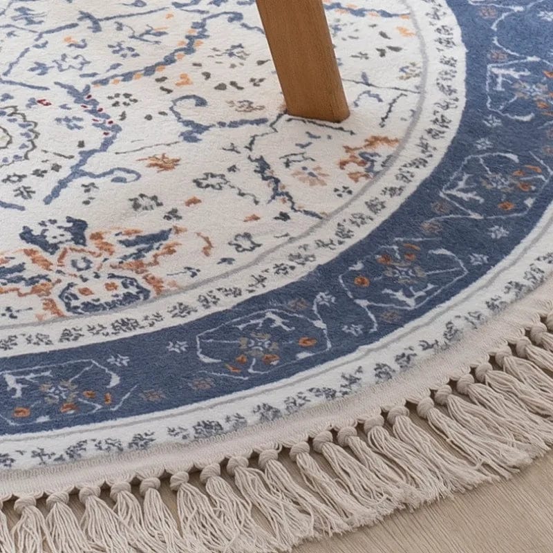 Tapis vintage rond bleu